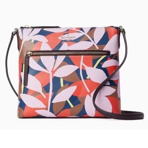 Kate Spade Jackson St. Tropical Toss Crossbody‎ Bag Leather Multi Pink Like New